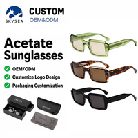 Lunettes de soleil carrées de haute qualité, vente chaude, mode, logo métallique 3D personnalisé, lunettes de soleil polarisées épaisses en acétate, unisexe