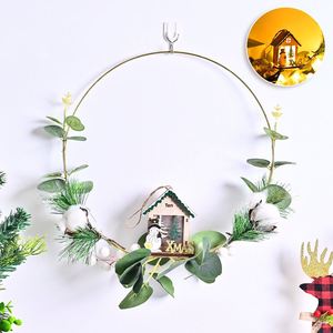 Luxury Cross-border New Christmas Decorative <b>Wreath</b> Pinecone Fairy House Red Berries Window Door Hanging Decoration Metal <b>Wire</b> - Product Image 3