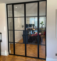Porte intérieure moderne en verre et fer noir sur mesure de haute qualité pour maisons