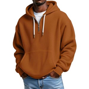 Felpa con Cappuccio da Uomo Oversize in Maglia Waffle Pesante, Manica Lunga, Stile Atletico Casual, Streetwear, Nuova Collezione 2026, Personalizzabile, Vendita all'Ingrosso - Product Image 4