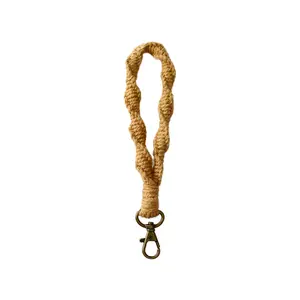 Buatan tangan merajut Bohemia tali mewah rumbai Macrame kain kustom gantungan kunci Custom rumbai gelang gantungan kunci kerajinan