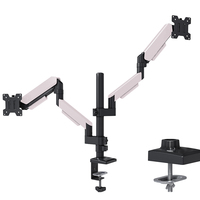 Nouveau support double moniteur IE pour écrans de 10 à 32 pouces, en alliage d'aluminium noir/argent, capacité de 10 kg, inclinaison de +90 à -45 degrés