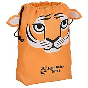 Logo printed Paws and Claws Drawstring Gift Bag - Tiger Tote Bags with custom printed logo