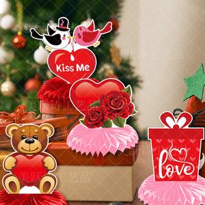 Ensemble de décoration de boules en nid d'abeille sur le thème de l'ours mignon pour la Saint-Valentin, mariage, fête, décoration de table, décoration de bureau, idée de cadeau romantique - Product Image 2