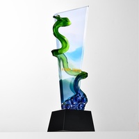 Trophée en cristal Liuli avec gravure de logo personnalisé, motif Serpent du Zodiaque, récompense en cristal coloré pour employé exceptionnel