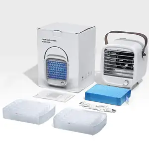 Climatiseur Portable ventilateur Mini refroidisseur d'air par évaporation avec 7 couleurs lumière LED 3 vitesses de vent pour bureau maison