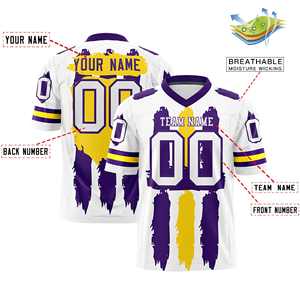 Custom White Purple and <b>Gold</b> Graffiti Pattern Flag Football Jerseys - Product Image 2