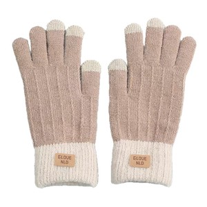 Gants tricotés en laine d'alpaga, compatibles avec les écrans tactiles, unisexes, pour l'hiver, pour l'extérieur, doublés de polaire, épais, résistants au froid, à cinq doigts - Product Image 5