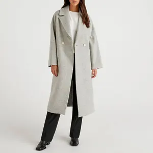 Autumn and winter ladies double breasted coat warm cashmere high quality custom long trench coat for ladies