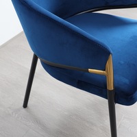 Chaises de salle à manger de luxe pour hôtel et restaurant, mobilier moderne, chaise de salle à manger en tissu bleu velours avec pieds en métal