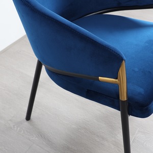 Luxury Hotel Restaurant Dinning Room <strong>Chairs</strong> Furniture Modern Arm Fabric <strong>Blue</strong> Velvet <strong>Dining</strong> <strong>Chair</strong> With Metal Legs Dinig <strong>Chair</strong> - Product Image 6