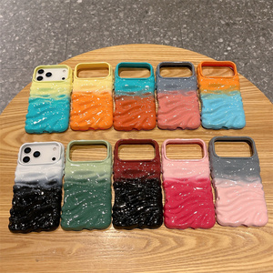 Funda para Teléfono Móvil con Degradado de Ondas Coloridas para iPhone 17 16 15 14 13 Pro Max, Textura Ondulada, Arcoíris, Cubierta Trasera Corrugada - Product Image 1