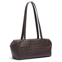 Sac fourre-tout à bandoulière en cuir de vachette gaufré croco pour femme, sac à main vintage à poignée supérieure motif croco OEM ODM