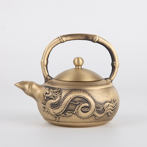 Brass dragon and phoenix auspicious wine <b>pot</b>, copper craft teapot, Kung Fu tea ceremony copper kettle, <b>small</b> water dropper, - Product Image 1