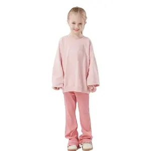 Детская Одежда для девочек с розовым принтом, модные комплекты одежды из 2 предметов для девочек