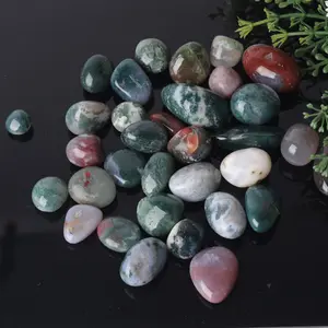 Tumbled Stones Wholesale Natural Crystal Polished Gravel Stone Moss Agate Tumble Stone For Healing