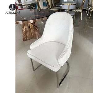 Sillas de comedor de último diseño de acero inoxidable de China, respaldo de León, cómodo cojín grueso, comedor + sillas, silla de comedor de terciopelo <span class=keywords><strong>blanco</strong></span> - Product Image 5