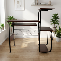 Bureau d'ordinateur extensible et pliable, un bureau d'ordinateur en bois multi-niveaux avec plateau
