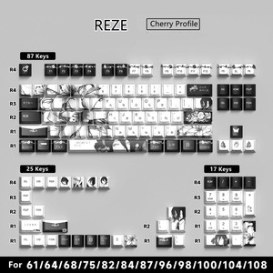 Reze Keycaps Top/Side <span class=keywords><strong>Translucent</strong></span> <span class=keywords><strong>PBT</strong></span> Sublimation Cherry Height cho bàn phím cơ 68/75/84/87/96/104 - Product Image 2