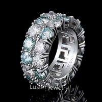 Bague de mariage en argent 925 pour homme, bijoux en argent sterling D, moissanite blanche et bleue