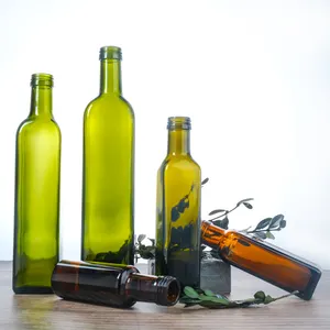 Bulk 100ml 250ml 500ml 750ml 1l leere quadratische dunkelgrüne kochende Olivenöl glasflaschen