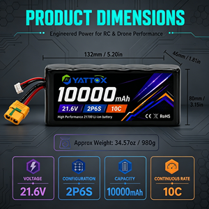 <span class=keywords><strong>Batterie</strong></span> <span class=keywords><strong>liquide</strong></span> haute performance Yattox 21700-10Ah FPV 21.6V 6S 10000mAh à charge rapide pour <span class=keywords><strong>voiture</strong></span> RC, avion, drone, quadricoptère - Product Image 3