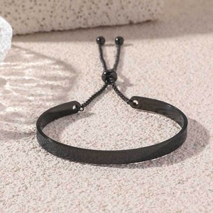 <span class=keywords><strong>Bracelet</strong></span> en acier inoxydable avec chaîne de perles, <span class=keywords><strong>gravure</strong></span> arabe en forme de C réglable, bijoux tendance et populaires pour hommes ou femmes - Product Image 4