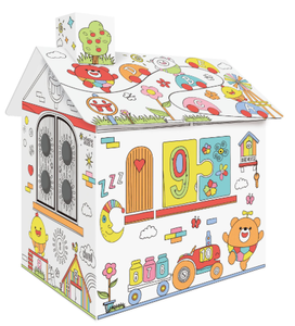 Cross Border 3D DIY House Câu Đố các tông sáng tạo cho giáo dục sớm 1 tuổi khối xây dựng Bộ Hình Graffiti quà tặng cho - Product Image 4