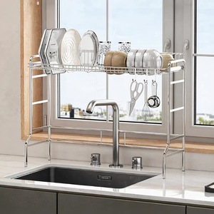 Nuevo Diseño Popular de Acero Inoxidable con Revestimiento Negro, Juego de Organizador de Cocina, Escurridor Doble Ajustable para Platos, Cuchillos y Tazones - Product Image 4