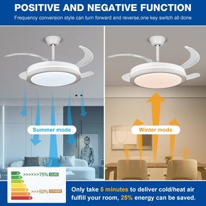 Ventilador <span class=keywords><strong>de</strong></span> <span class=keywords><strong>Techo</strong></span> LED Silencioso con Luz, <span class=keywords><strong>de</strong></span> Alta Calidad, <span class=keywords><strong>Moderno</strong></span>, para Dormitorio Interior, <span class=keywords><strong>de</strong></span> 42 Pulgadas, con Aspas Retráctiles Invisibles, Motor DC y Control Remoto - Product Image 2