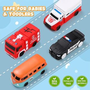 Jouets de bain lumineux pour voiture, lot de 4 jouets lumineux activés par l'eau, véhicules aquatiques flottants sans trou pour tout-petits et bébés, jouets de bain pour des heures sans fin - Product Image 4