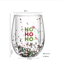 Gobelet en verre à double paroi avec paillettes 360ML Cadeau de fête de Noël Anti-fuite Résistant à la chaleur pour les boissons chaudes/froides