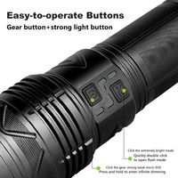 Lampe Torche Tactique LED Rechargeable USB, Ultra Lumineuse et Multifonction, Zoomable, Lanterne de 12000 Lumens