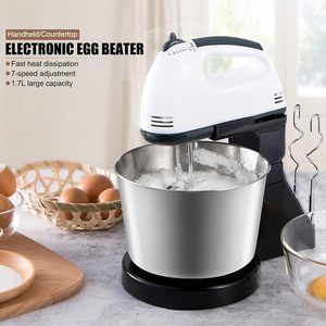 New Style Silver Cake Whisk Handheld <b>Electric</b> Dough Mixer 7 Speed Control Egg Beater Dough Hook Beater Ejector Button Stainless - Product Image 2