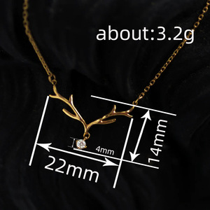 Collana con Ciondolo a Forma di Corna di Cervo per Donne, Gioiello di Moda con Pietre Scintillanti, Regalo per le Festività - Product Image 4