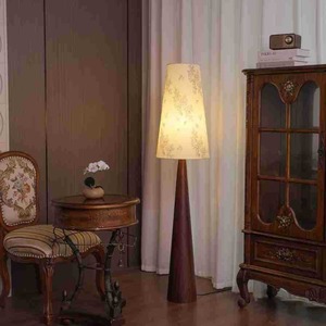 Lámpara de pie vintage Wabi Sabi de madera y tela de 155 cm de altura para dormitorio, casa de huéspedes, área del sofá, estilo retro. - Product Image 2
