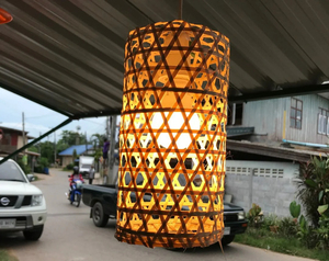 Handmade Bamboo Hanging Lamp Cylinder Rattan <b>Light</b> Shade Asian Pendant <b>Light</b> Home Decor Vietnam Factory Supply - Product Image 1