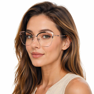 Gafas Ópticas de Metal de Lujo para Dama, al por Mayor, con Lentes Graduadas, Acetato Laminado - Product Image 1