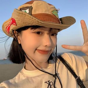 หมวกชาวประมงแบบแพทช์เวิร์คผ้าแคนวาสสำหรับทุกเพศ ระบายอากาศได้ดี เหมาะสำหรับกิจกรรมกลางแจ้งและเดินป่า - Product Image 5