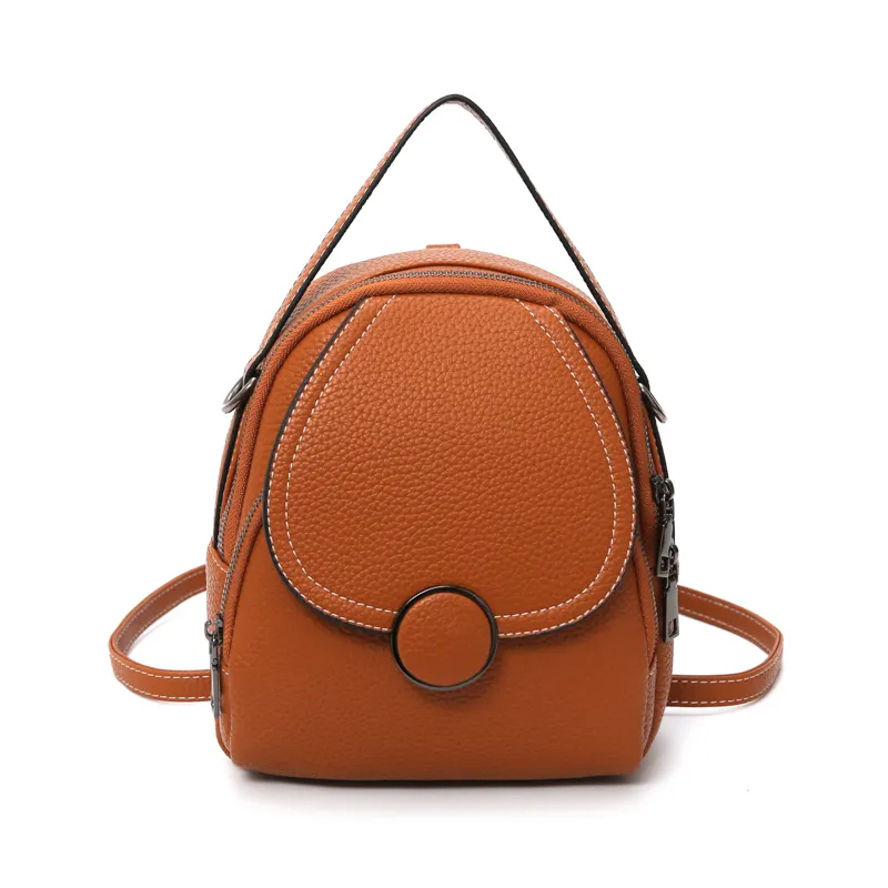 Fashion Women Soft Leather Backpack Custom Multi-Function Bagpack Female Ladies Shoulder Bag Vintage Girl Purse