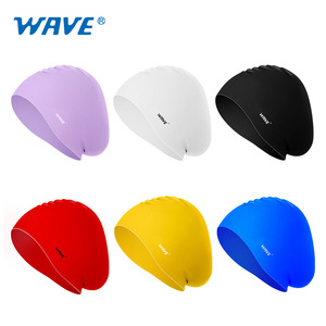 <b>Wave</b> Silicone Swimming <b>Cap</b> Pure Color Ear Protection Unisex For Long Hair - Product Image 5