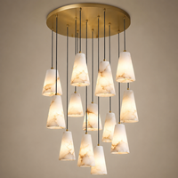 Lustre artistique personnalisé en albâtre, grande suspension lumineuse pour hall d'hôtel, villa, atrium, escalier, éclairage intérieur
