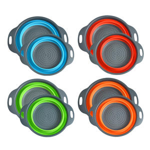 Juego de coladores y escurridores de silicona plegables al por mayor para verduras, frutas, pasta y cesta de drenaje de cocina, diseño redondo plegable - Product Image 2