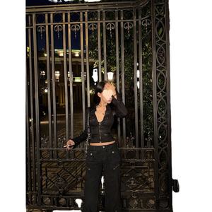 Mujeres Crop Tops Blusas Sexy Mujeres Deep V-cuello Cremallera Camisas 2025 Blusas Mujer De Moda Túnica De manga larga Casual <span class=keywords><strong>Chic</strong></span> Y2k Blusa - Product Image 2