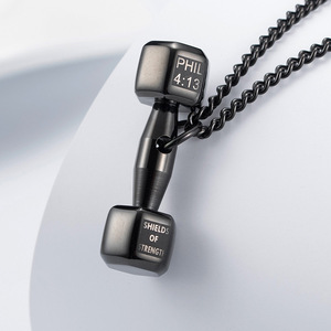 Dumbbell Necklace <b>Titanium</b> Steel Unisex Fitness Pendant For Daily Wear Stylish Commute Jewelry - Product Image 4