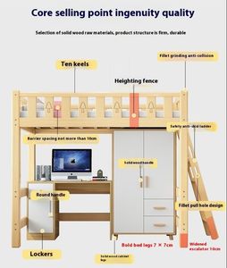 Bilido Juego de dormitorio moderno de madera maciza Cama integrada Escritorio y gabinete Muebles de apartamento pequeños con litera para hoteles - Product Image 4