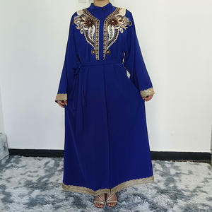 R-55新款伊斯兰阿巴亚连衣裙阿拉伯女士长袖奈达面料手工蕾丝女性穆斯林现货 - Product Image 1