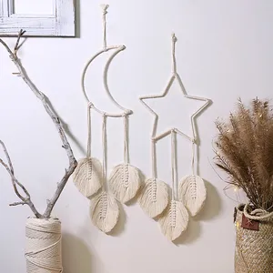 2PCS Sets <span class=keywords><strong>attrape</strong></span>-rêves étoile <span class=keywords><strong>lune</strong></span> <span class=keywords><strong>macramé</strong></span> Tenture murale Ramadan <span class=keywords><strong>attrape</strong></span>-rêves Décorations Ramadan faites à la main 2024 Cadeau - Product Image 2
