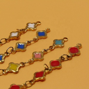 Chaîne en acier inoxydable tendance, chaîne à perles émaillées, chaîne dorée <span class=keywords><strong>au</strong></span> mètre pour bracelet, collier, accessoires de fabrication de bijoux DIY - Product Image 3