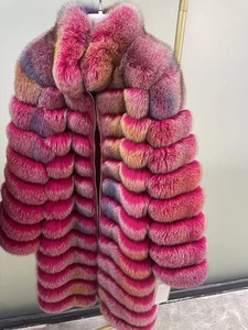 Offre Spéciale personnaliser multicolore mode recadrée moelleux manteau de fourrure avec fermeture éclair femmes réel fourrure de renard Bomber veste courte hiver - Product Image 5